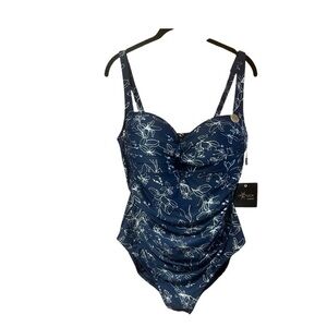 Nip Tuck Joanne‎ Foil Floral Front Twist Swimsuit NWT